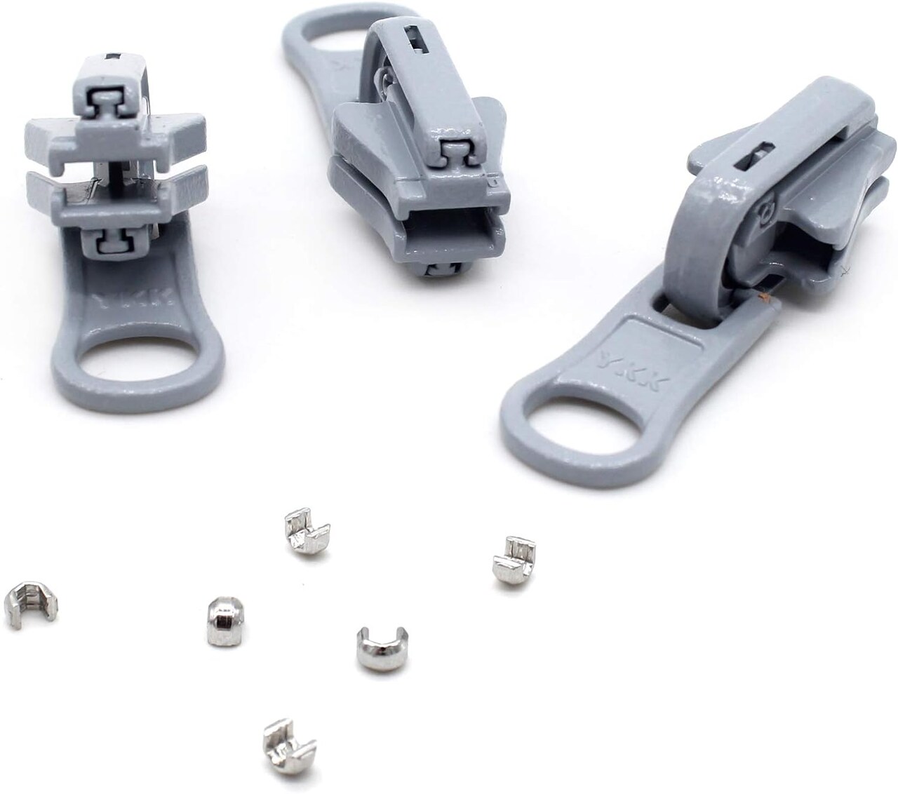 YKK&#xAE; Zipper Repair Kit Solution, YKK&#xAE; #5 Molded Reversible Fancy Pulls Vislon Slider (Made in USA) - 3 Pulls Per Pack (Lite Grey 3pcs)